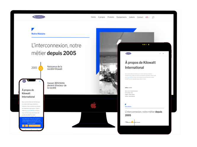 Capture d'écran du site Kilowatt - Fabricant électrique