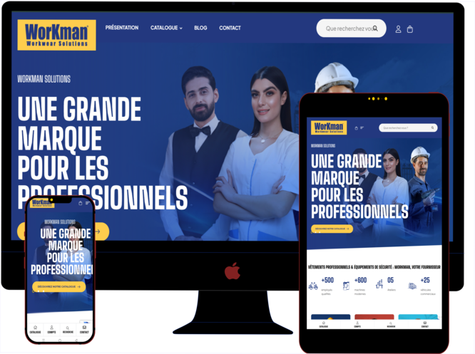 Capture d'écran du site Workman - Vêtements professionnels